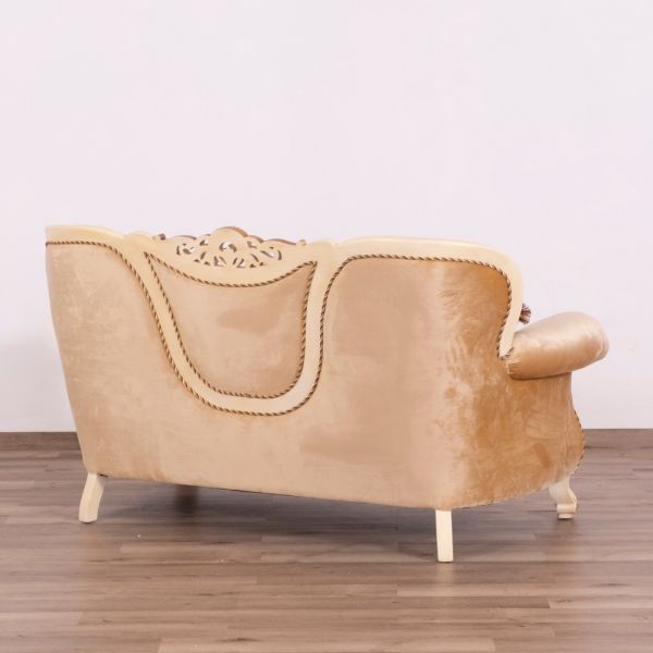 European Furniture - Fantasia Luxury Loveseat in Antique Beige with Dark Gold Leaf - 40017-L - GreatFurnitureDeal