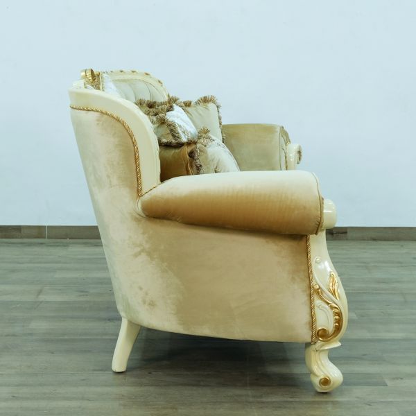 European Furniture - Fantasia Loveseat in Antique Beige- Dark Gold - 40015-L - GreatFurnitureDeal