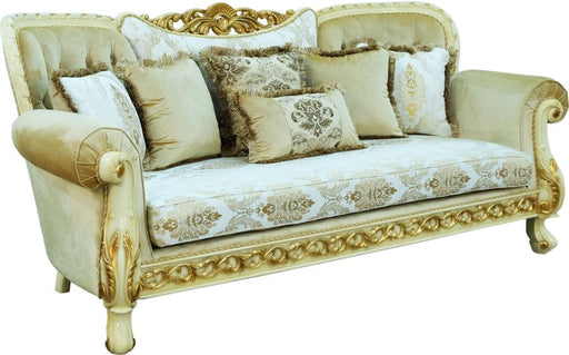European Furniture - Fantasia Sofa in Antique Beige - Dark Gold Leaf - 40015-S - GreatFurnitureDeal