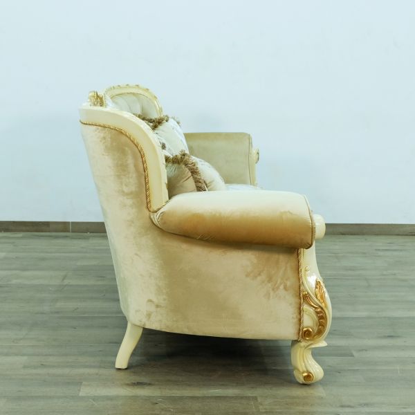 European Furniture - Fantasia Sofa in Antique Beige - Dark Gold Leaf - 40015-S - GreatFurnitureDeal