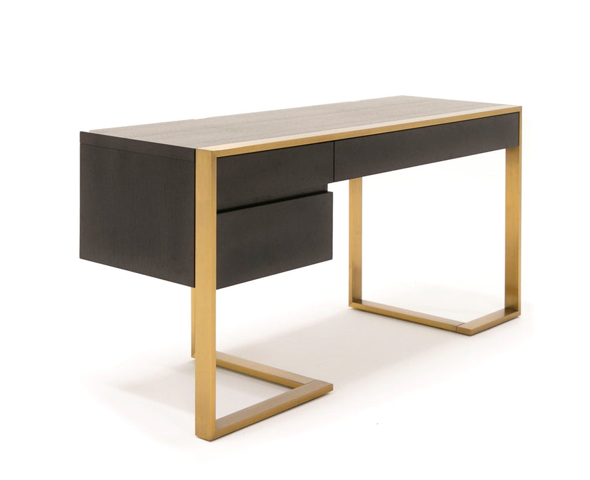 VIG Furniture - Modrest Modern Fauna Wenge and Brass Desk - VGBB-BN-2DK-DWB-DESK - GreatFurnitureDeal