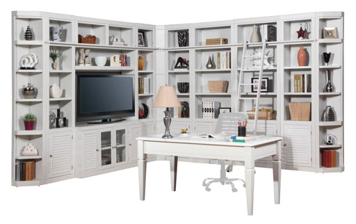 Parker House - Boca 13 Piece L Shape Entertainment Wall With Desk in Cottage White - BOC-13PC-ENT-LWALL-DSK - GreatFurnitureDeal