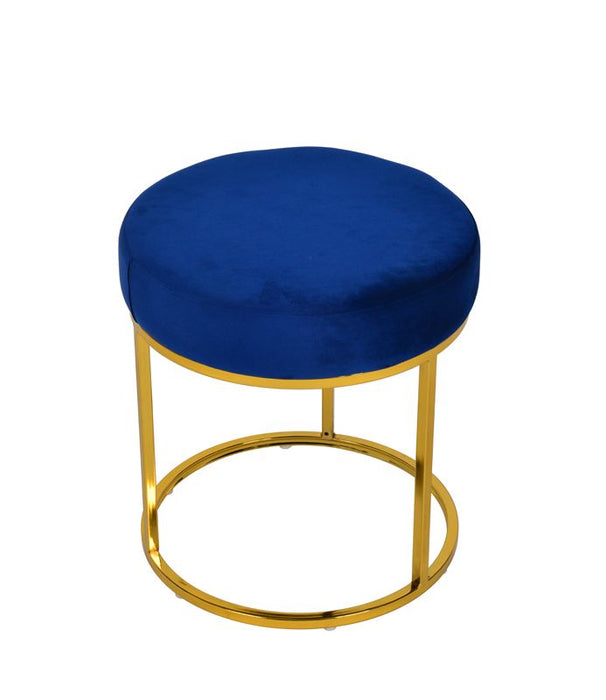 VIG Furniture - Modrest Elmont Modern Blue Velvet & Gold Stool Ottoman - VGFH-FDC8017-BLU - GreatFurnitureDeal