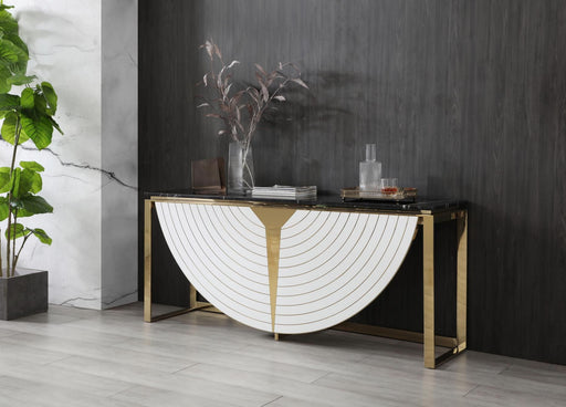 VIG Furniture - Modrest Flavio Gold Marble Console Table - VGVCK1896-WHT-CT - GreatFurnitureDeal