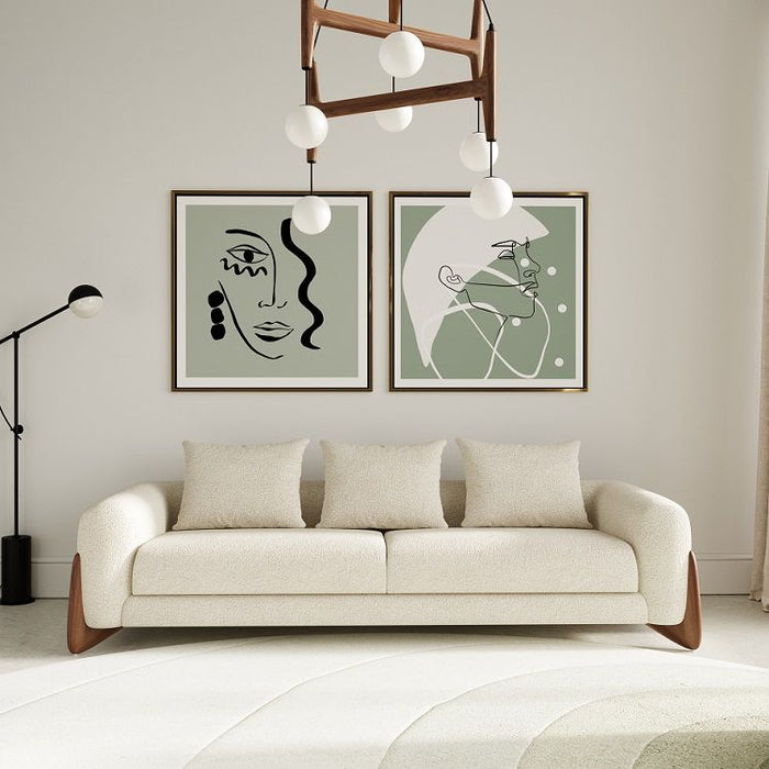 VIG Furniture - Modrest Fleury Contemporary Cream Fabric and Walnut Sofa - VGCS-21073-SO