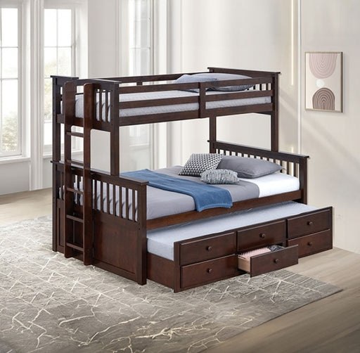 Furniture of America - University Twin/Full Bunk Bed in Dark Walnut - FM-BK458F-GY-BED - GreatFurnitureDeal