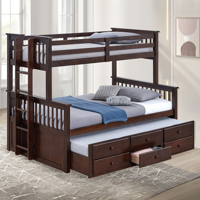 Furniture of America - University Twin/Full Bunk Bed in Dark Walnut - FM-BK458F-GY-BED - GreatFurnitureDeal