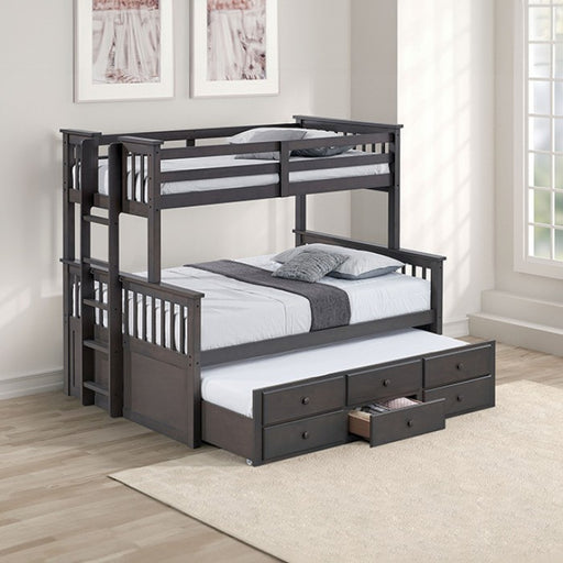 Furniture of America - University Twin/Full Bunk Bed in Stain Gray - FM-BK458F-GY-BED - GreatFurnitureDeal