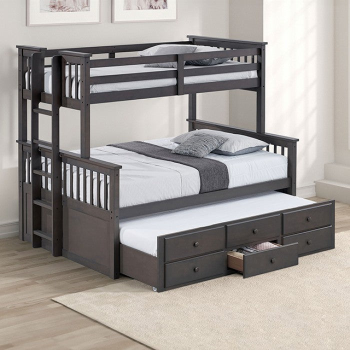 Furniture of America - University Twin/Full Bunk Bed in Stain Gray - FM-BK458F-GY-BED - GreatFurnitureDeal