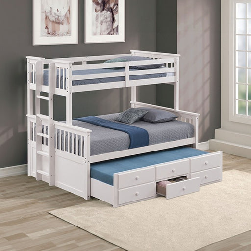 Furniture of America - University Twin/Full Bunk Bed in White - FM-BK458F-WH-BED - GreatFurnitureDeal