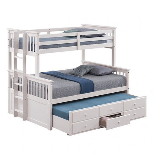 Furniture of America - University Twin/Full Bunk Bed in White - FM-BK458F-WH-BED - GreatFurnitureDeal