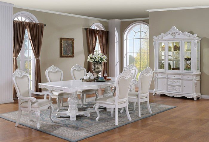 Furniture of America Manzanita Piece Dining Table Set in White