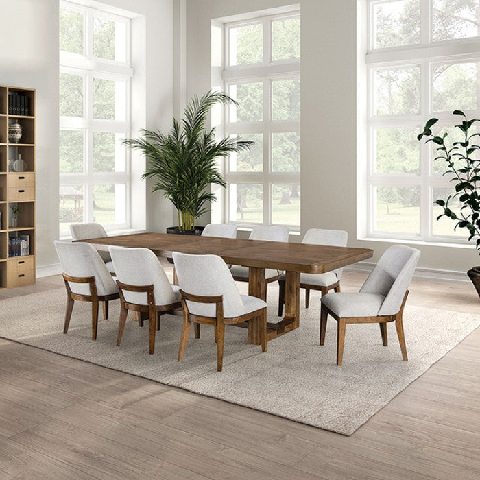 Furniture of America - Mandal 9 Piece Dining Table Set in Chestnut - FM3421BR-T-TABLE-9SET - GreatFurnitureDeal