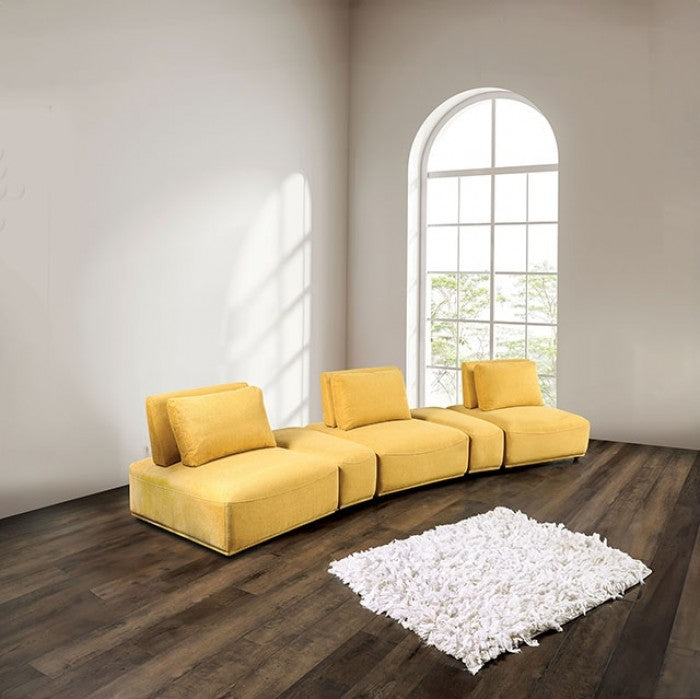 Furniture of America - Stavanger Curved 3-Seater in Yellow - FM63001YL-G - GreatFurnitureDeal