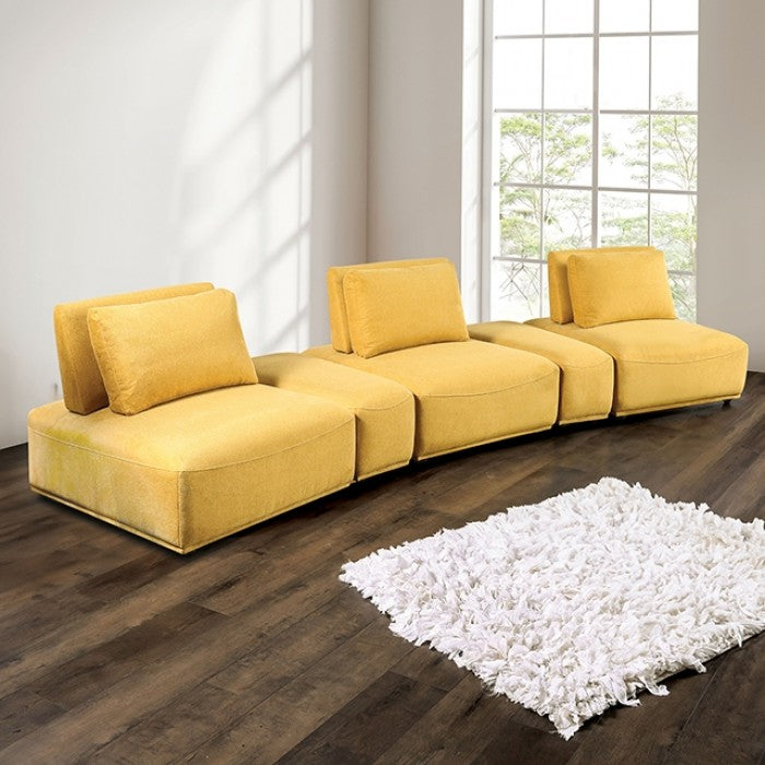 Furniture of America - Stavanger Curved 3-Seater in Yellow - FM63001YL-G