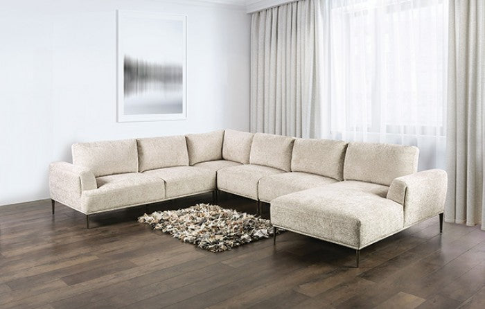 Furniture of America - Gladbach J-Shaped Sectional in Light Brown - FM63007LB-SECT-J - GreatFurnitureDeal