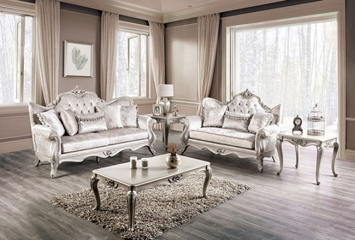 Furniture of America - Acapulco 3 Piece Living Room Set in Off-White/Black - FM65001WH-SF-3SET