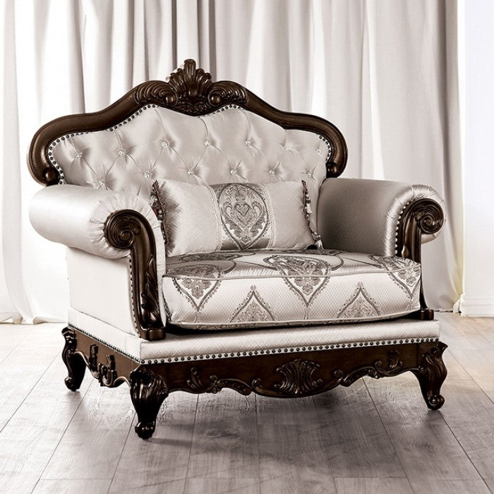 Furniture of America - Veracruz Chair in Dark Cherry/Beige - FM65002BG-CH - GreatFurnitureDeal