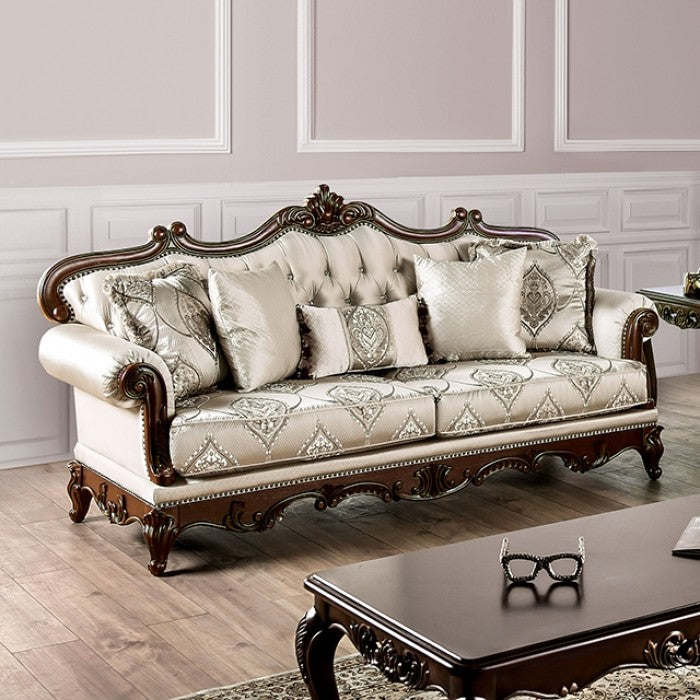 Furniture of America - Veracruz  3 Piece Living Room Set in Dark Cherry/Beige - FM65002BG-SF-3SET