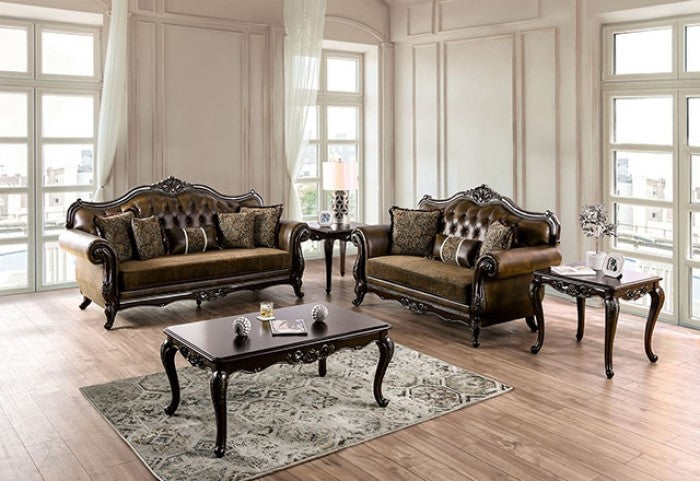 Furniture of America - Ensenada Sofa in Dark Cherry/Brown - FM65003BR-SF