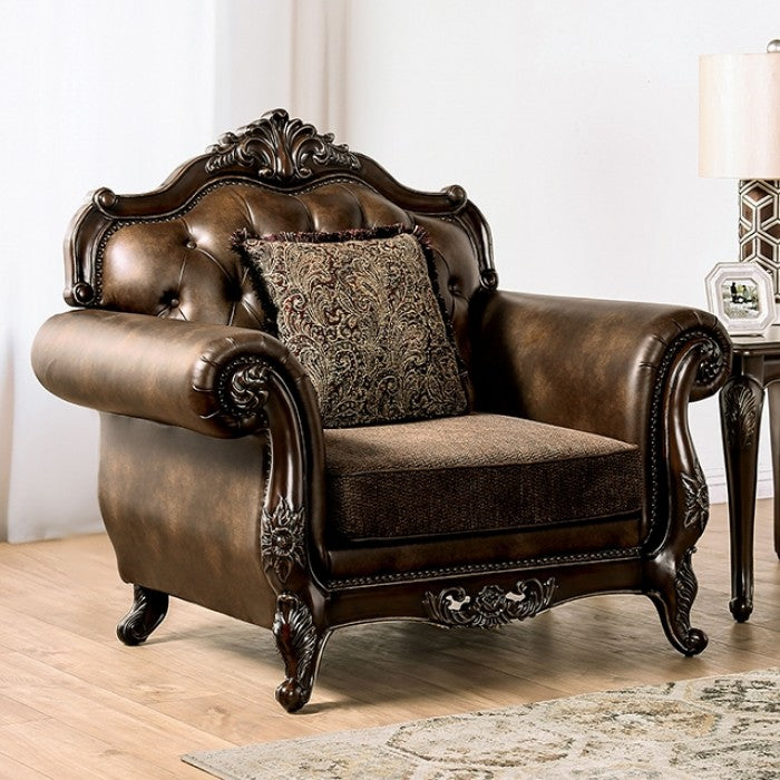 Furniture of America - Ensenada Chair in Dark Cherry/Brown - FM65003BR-CH