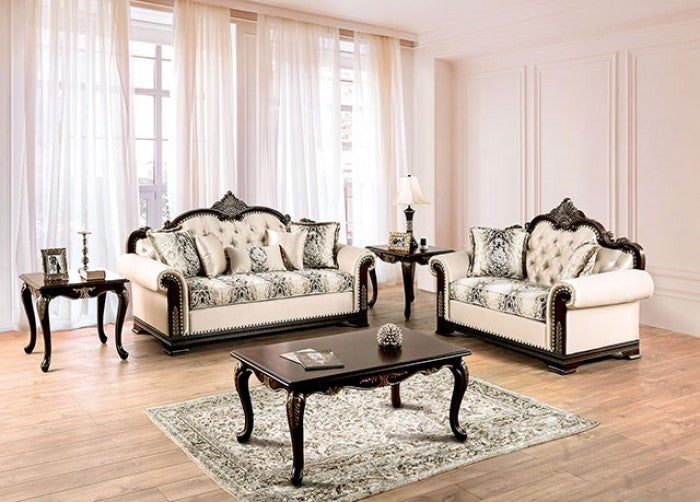 Furniture of America - Yucatan Sofa in Dark Cherry/Beige - FM65004BG-SF