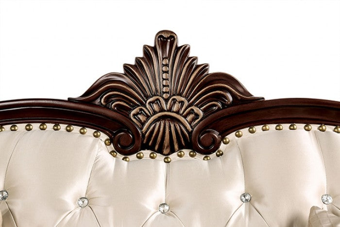 Furniture of America - Yucatan Loveseat in Dark Cherry/Beige - FM65004BG-LV-PK - GreatFurnitureDeal