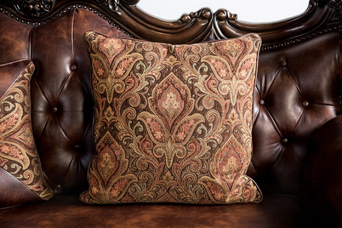 Furniture of America - Palencia Loveseat in Dark Cherry/Brown - FM65005BR-LV - GreatFurnitureDeal