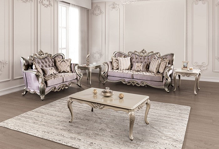 Furniture of America - Albacete Loveseat in Champagne/Purple - FM65006PR-LV - GreatFurnitureDeal