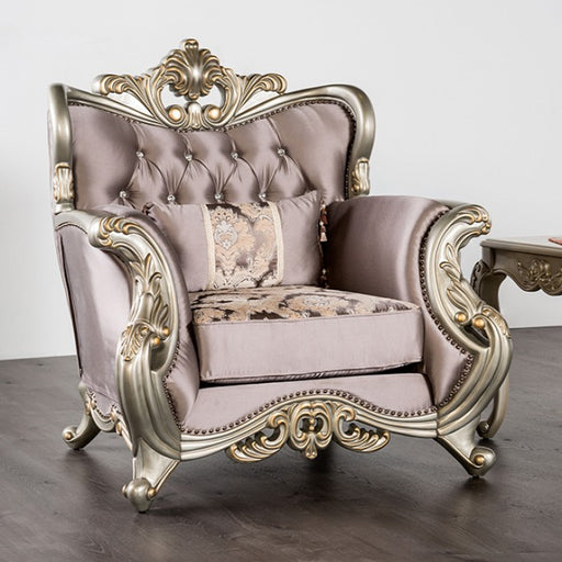 Furniture of America - Albacete Accent Chair in Champagne/Purple - FM65006PR-CH - GreatFurnitureDeal
