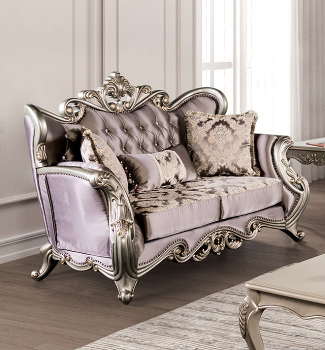 Furniture of America - Albacete 2 Piece Living Room Set in Champagne/Purple - FM65006PR-SF-2SET - GreatFurnitureDeal