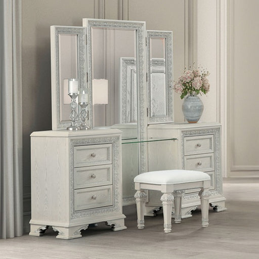 Furniture of America - Stella Mia Vanity Set in Creamy White - FM70000WH-V-SET - GreatFurnitureDeal