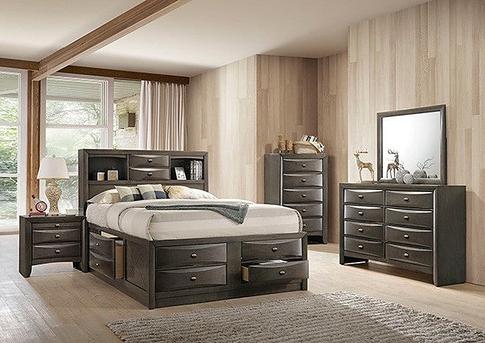 Furniture of America - Zosimo 6 Piece Queen Storage Bedroom Set in Gray - FM7210GY-Q-BED-6SET - GreatFurnitureDeal
