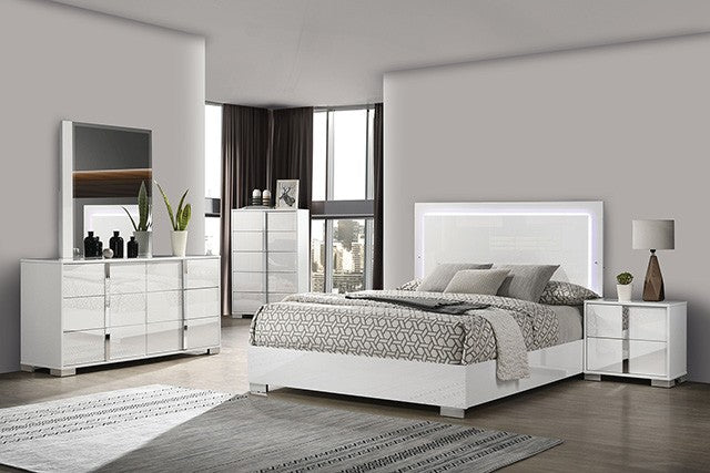 Furniture of America - Sinistra 6 Piece King Bedroom Set in White - FM7211WH-EK-6SET - GreatFurnitureDeal