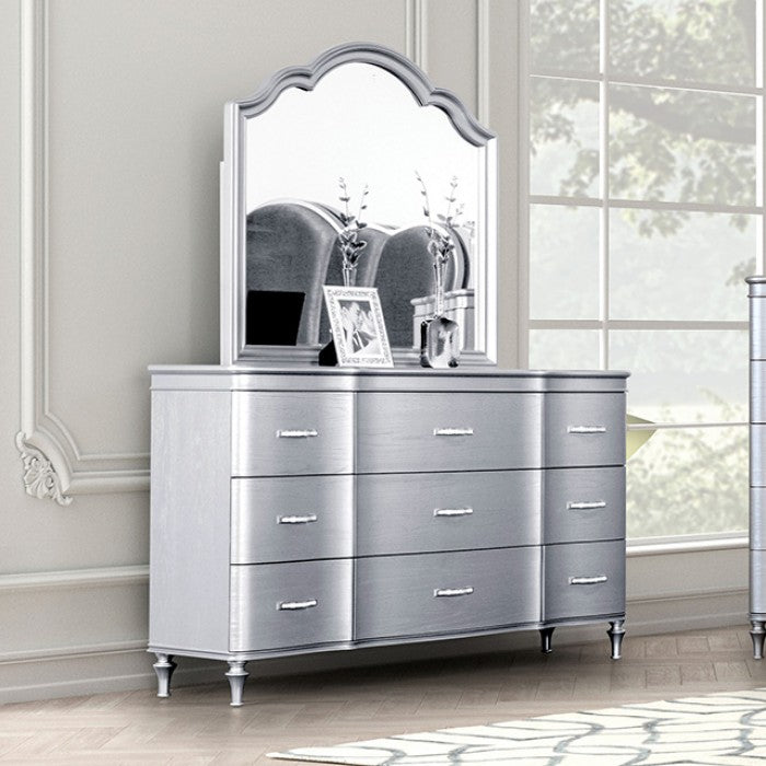 Furniture of America - Melodi Parc 5 Piece Eastern King Bedroom Set in Silver - FM7416SV-EK-5SET - GreatFurnitureDeal