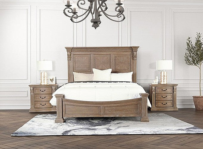 Furniture of America - Seven 5 Piece King Bedroom Set in Weathered Oak - FM7418AK-EK-BED-5SET - GreatFurnitureDeal
