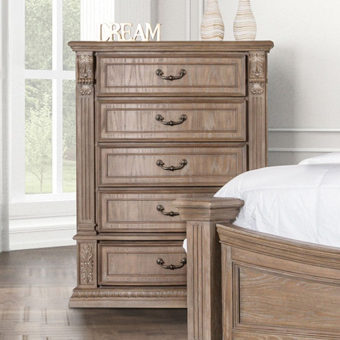 Furniture of America - Seven 6 Piece Eastern King Bedroom Set in Weathered Oak - FM7418AK-EK-6SET - GreatFurnitureDeal