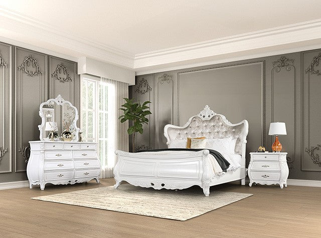 Furniture of America - Valentini Queen Bed in White/Tan - FM7419WH-Q - GreatFurnitureDeal