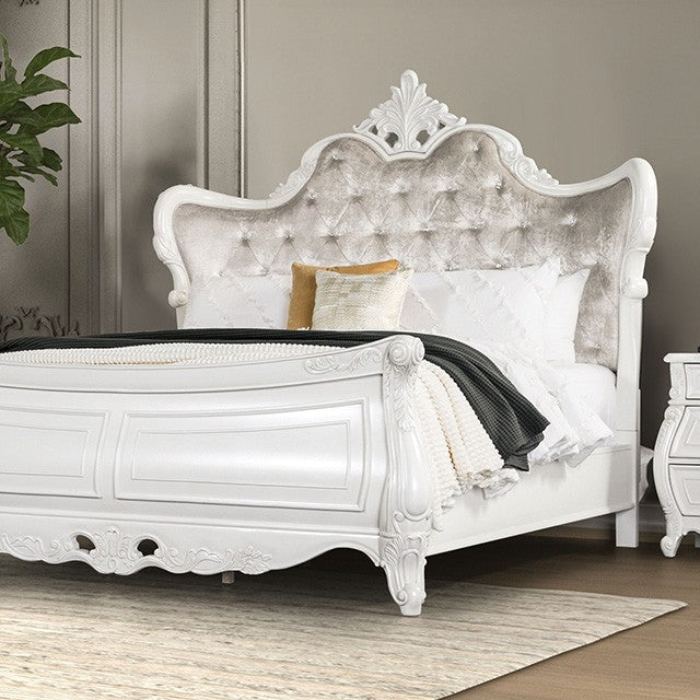 Furniture of America - Valentini Queen Bed in White/Tan - FM7419WH-Q - GreatFurnitureDeal