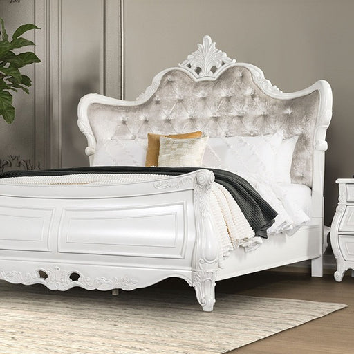 Furniture of America - Valentini 6 Piece Queen Bedroom Set in White/Tan - FM7419WH-Q-6SET - GreatFurnitureDeal