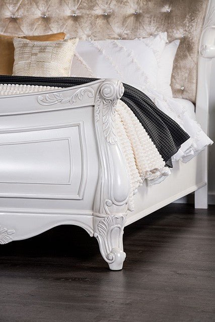 Furniture of America - Valentini Queen Bed in White/Tan - FM7419WH-Q - GreatFurnitureDeal