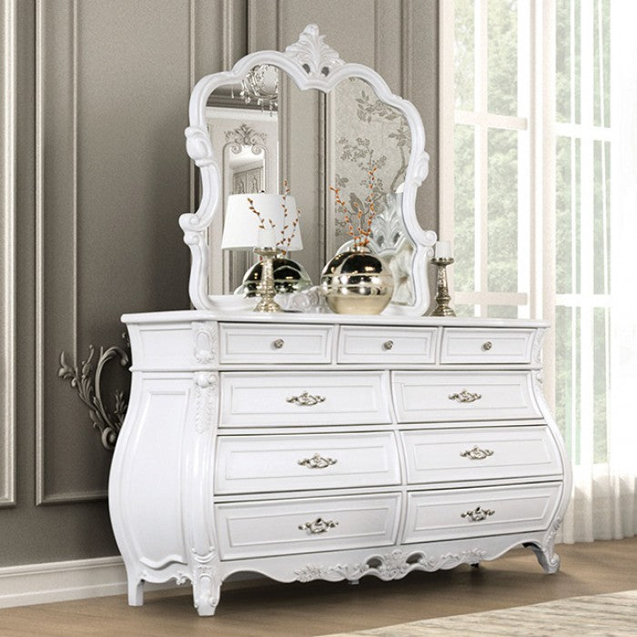 Furniture of America - Valentini 6 Piece Queen Bedroom Set in White/Tan - FM7419WH-Q-6SET - GreatFurnitureDeal