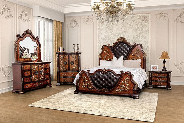 Furniture of America - Aquilina Queen Bed in Dark Cherry/Oak - FM7422CH-Q - GreatFurnitureDeal