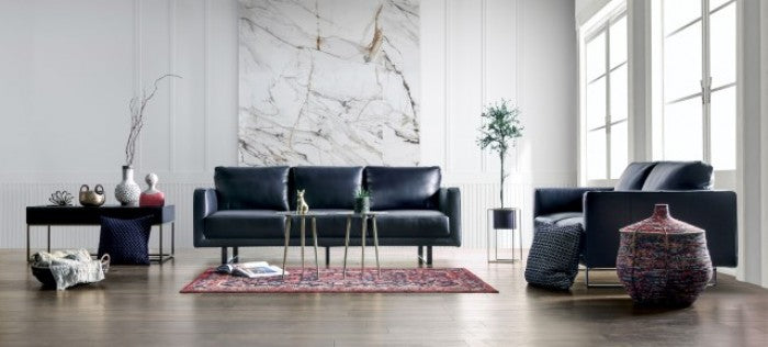 Furniture of America - Mezzanotte 2 Piece Sofa Set in Midnight Blue - FM90000-SF-2SET