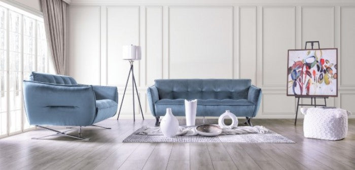 Furniture of America - Civellutino 3 Piece Living Room Set in Light Blue - FM90004-SF-3SET