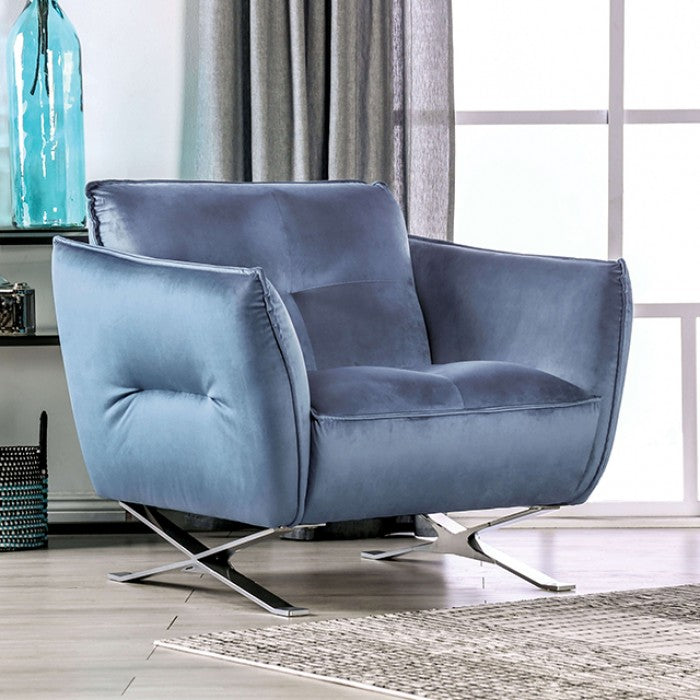 Furniture of America - Civellutino Chair in Light Blue - FM90004-CH - GreatFurnitureDeal