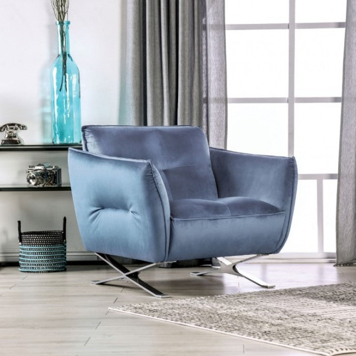 Furniture of America - Civellutino 3 Piece Living Room Set in Light Blue - FM90004-SF-PK-3SET - GreatFurnitureDeal