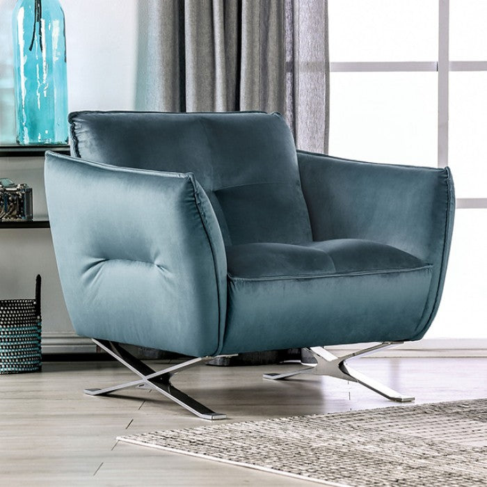 Furniture of America - Civellutino Accent Chair in Teal - FM90004TL-CH-PK - GreatFurnitureDeal