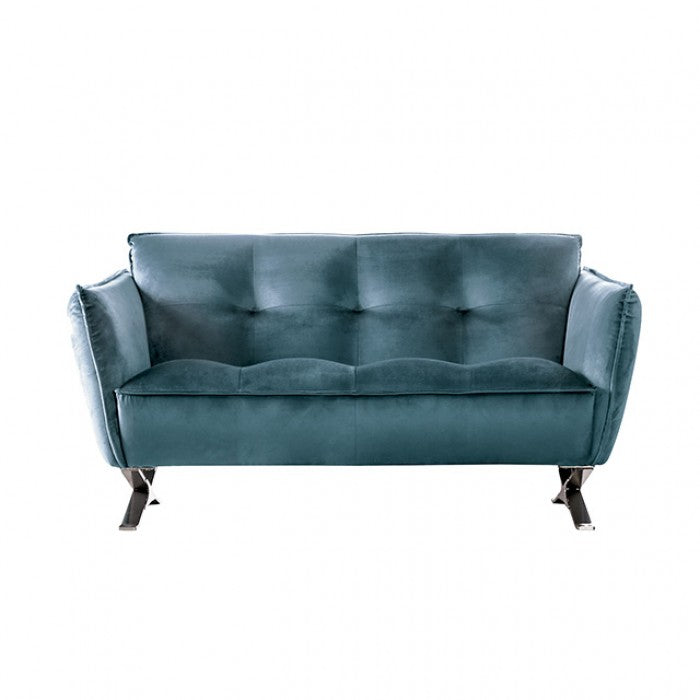 Furniture of America - Civellutino Loveseat in Teal - FM90004TL-LV-PK - GreatFurnitureDeal