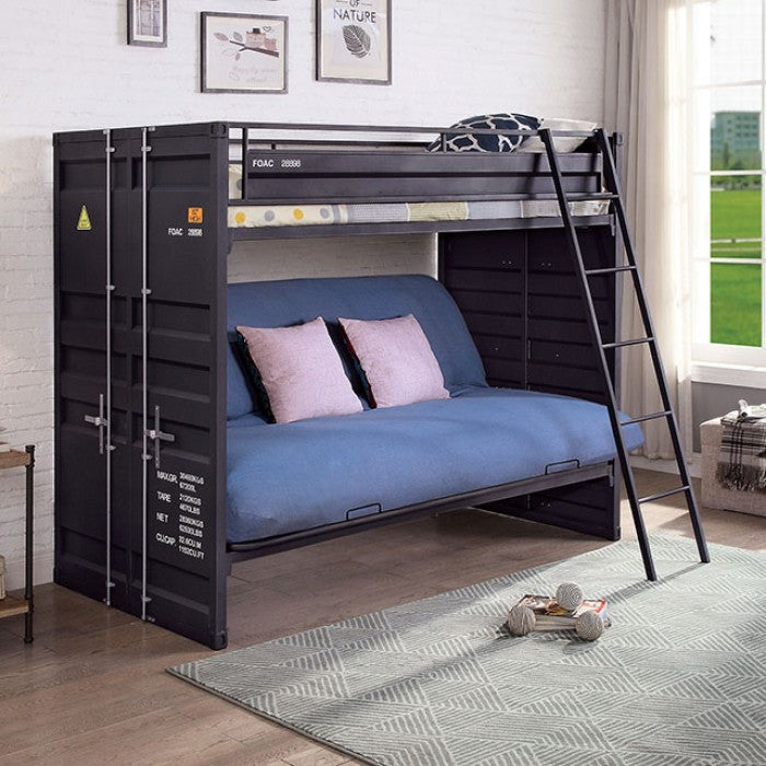 Furniture of America - Lafray Twin Bunk w/ Futon Base in Black - FOA-BK652BK-BED - GreatFurnitureDeal